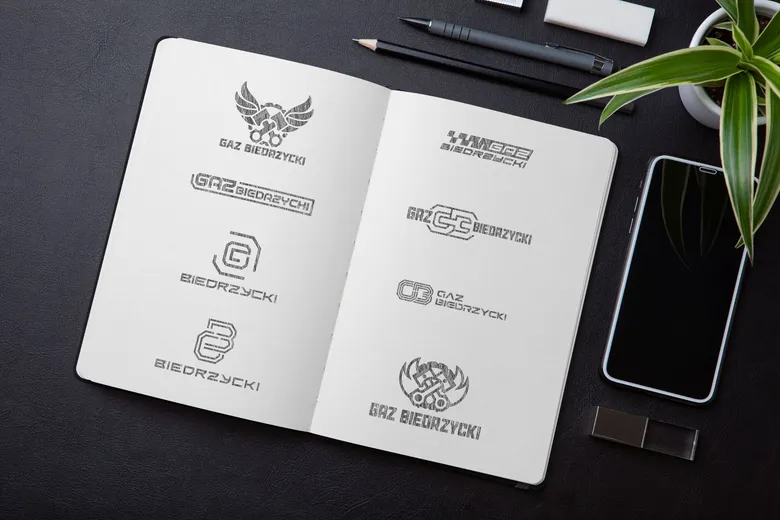Szkic logo z warsztatu Skubi Art