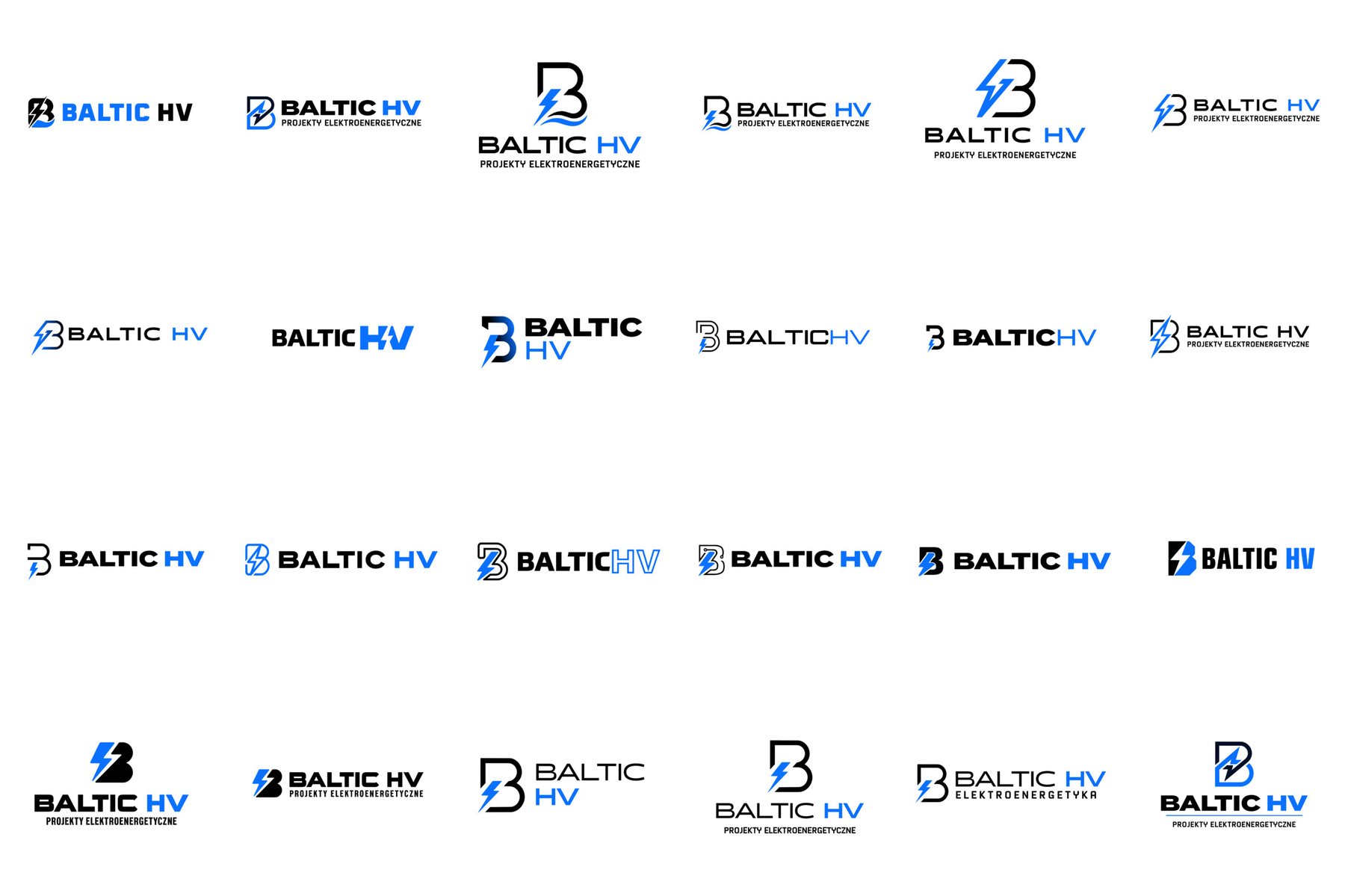 Koncepcje logo BALTIC HV — 24 warianty znaku i logotypu