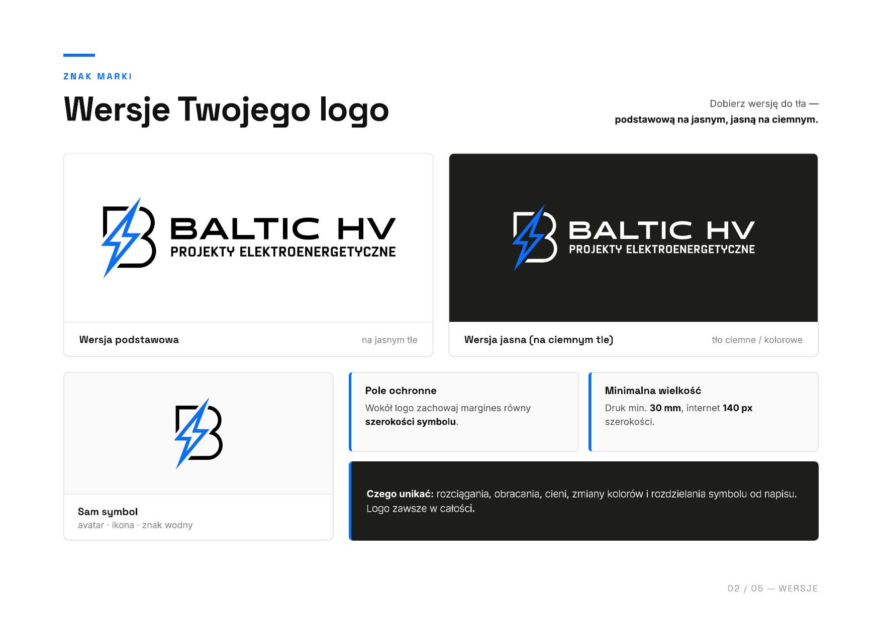 Mini księga znaku BALTIC HV — wersje logo i zasady stosowania