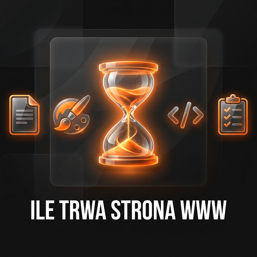 Ile trwa zrobienie strony internetowej - klepsydra i ikony etapow realizacji