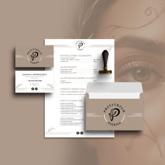 JS Przestrzeń Piękna — branding salonu kosmetycznego, projekt Skubi Art