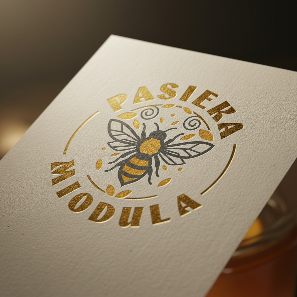 Projekt logo Pasieki Miodula z symbolem pszczoły