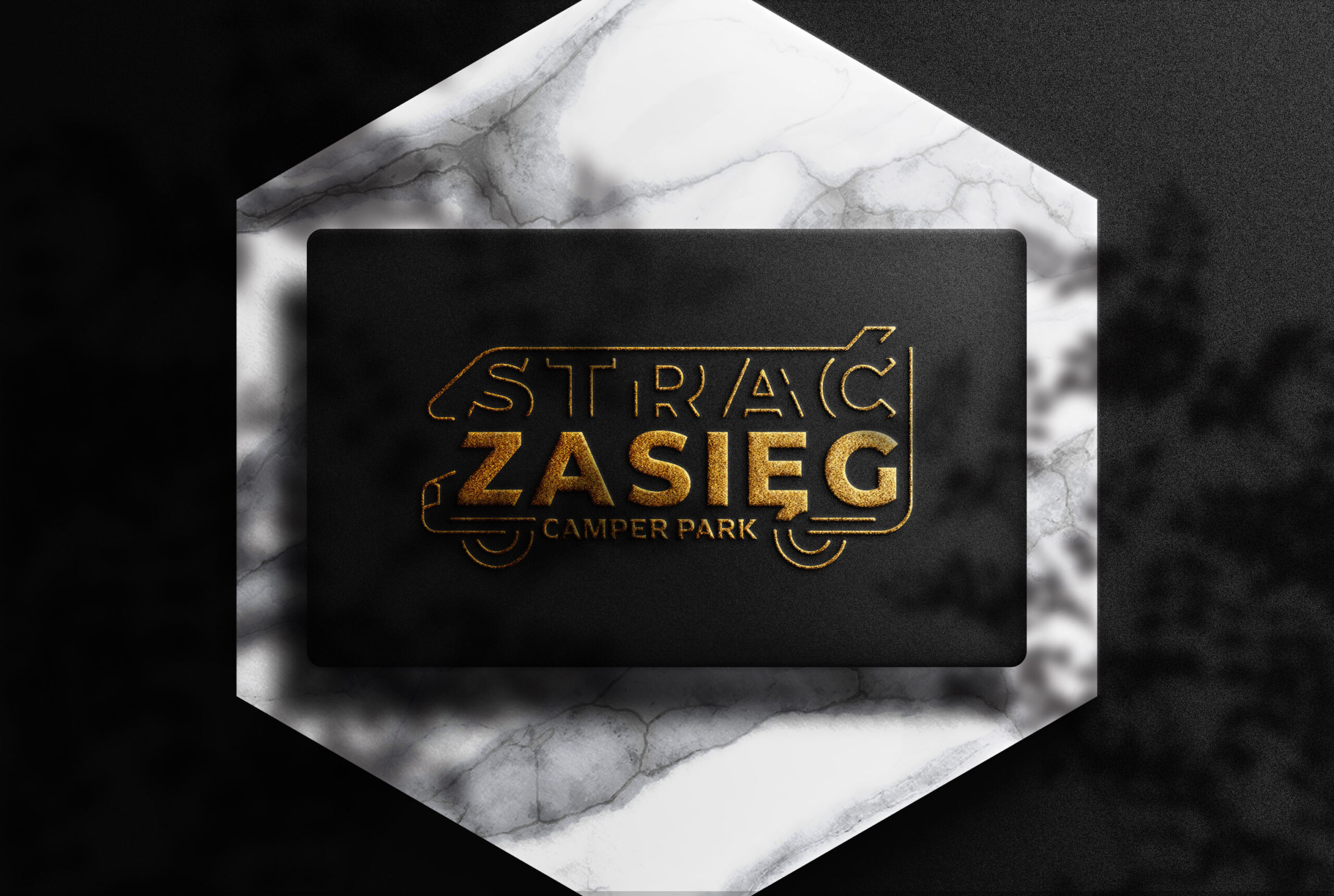 Logo Strać Zasięg w identyfikacji marki camper parku