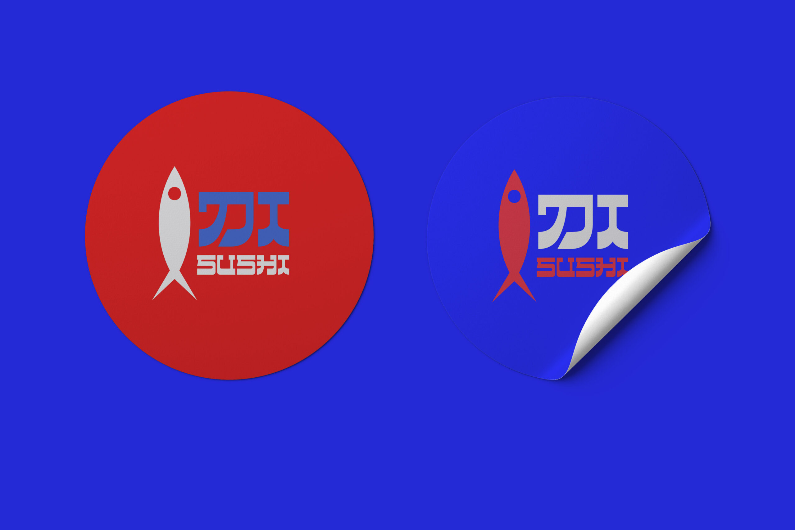 Kolorowe naklejki z logo restauracji DI SUSHI