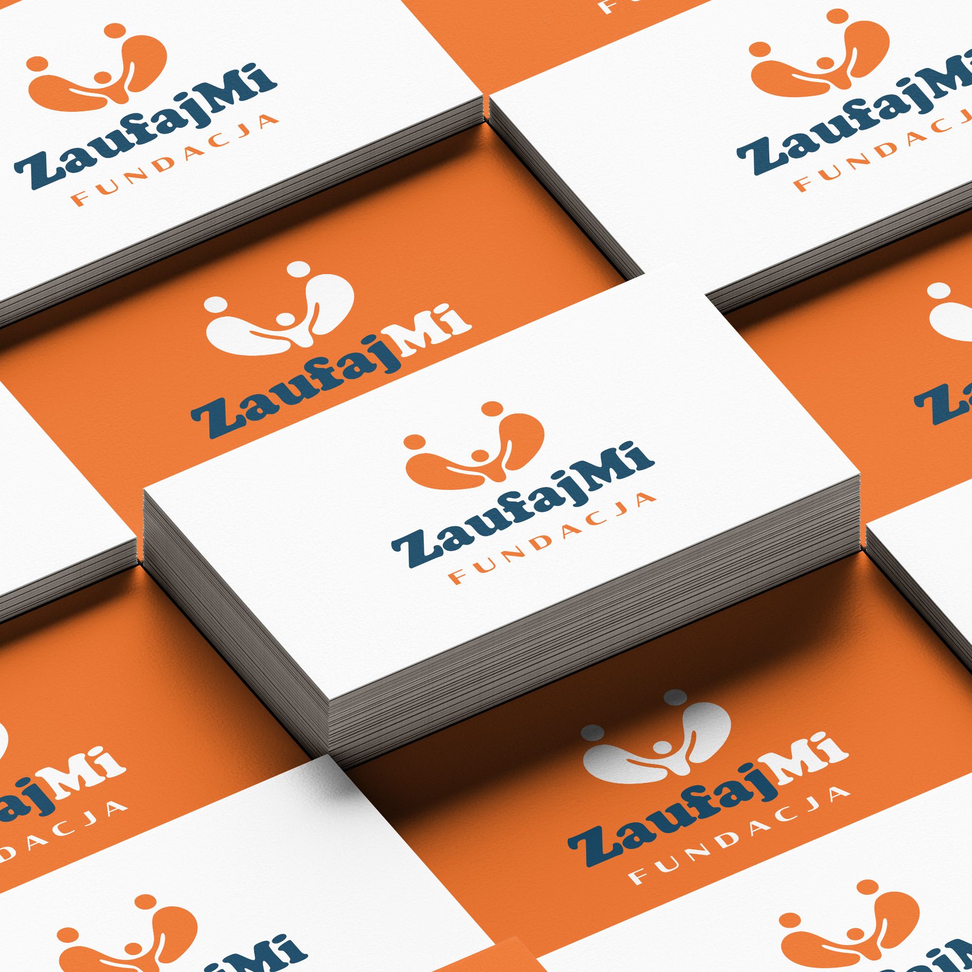 Wizualizacja znaku Fundacji Zaufaj Mi w identyfikacji wizualnej