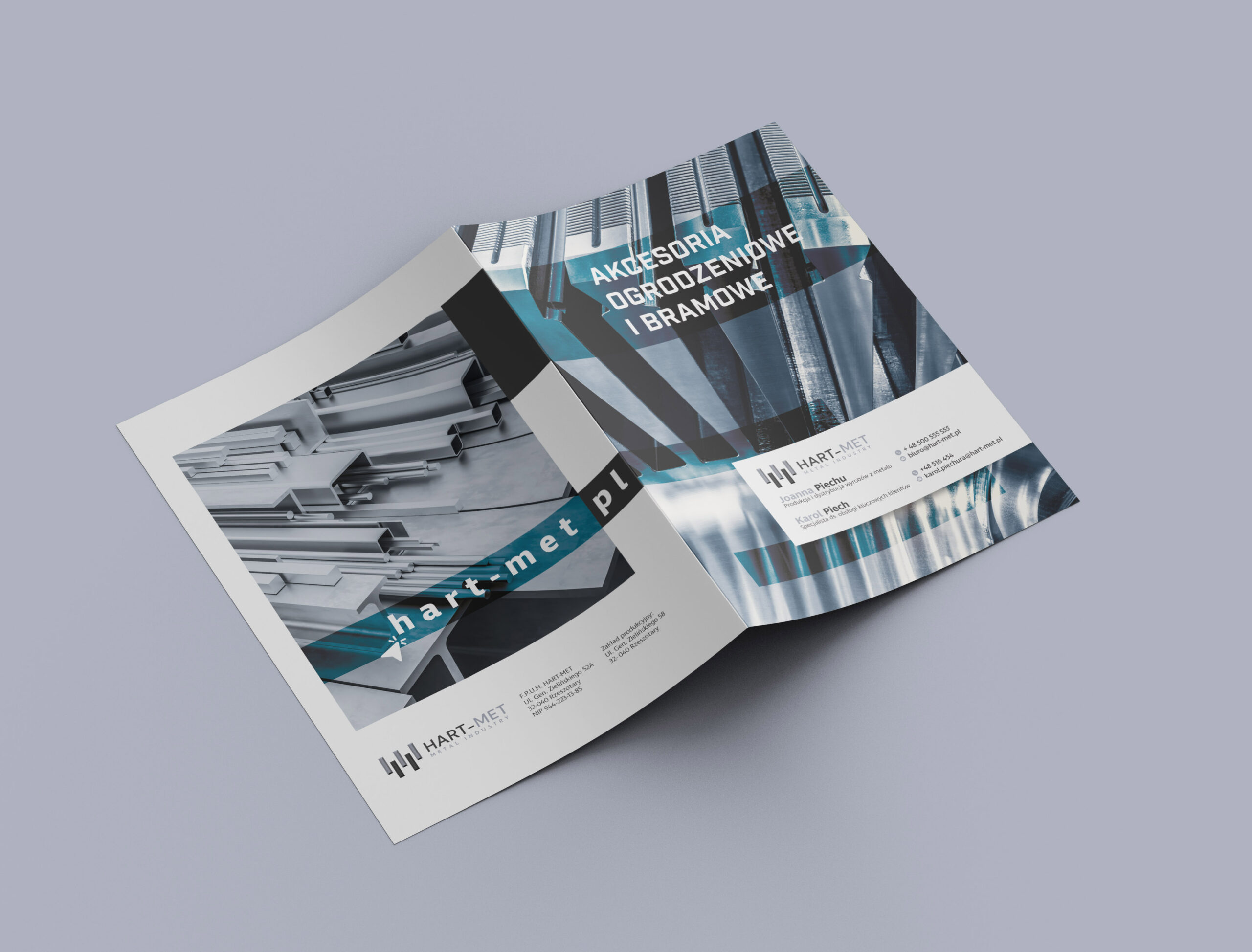 HART-MET — teczka firmowa z logo, branding producenta elementów metalowych, projekt Skubi Art