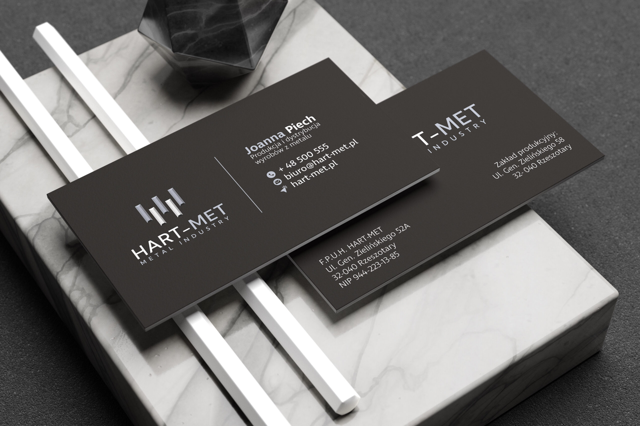 HART-MET — wizytówka firmowa z logo, projekt Skubi Art